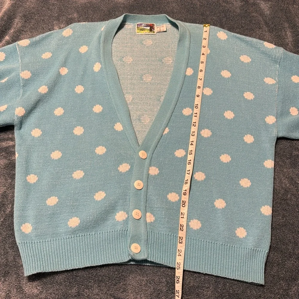 Vintage Blue and White Polka Dot Cardigan - London Fog- Women’s Size Large - Picture 8 of 8